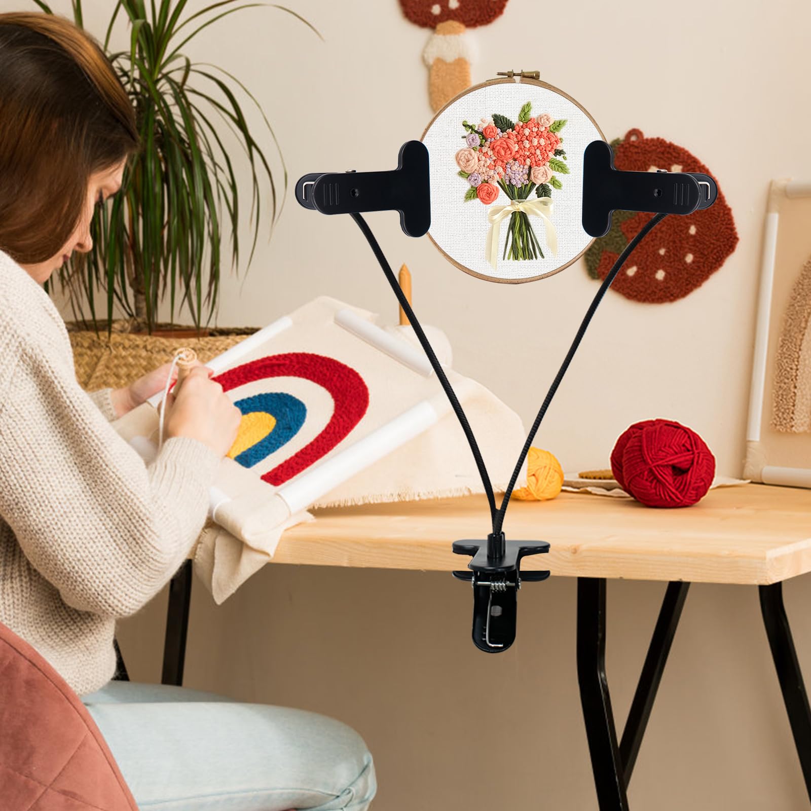 Soporte para bastidor de bordado, soporte para marco de bordado ajustable, para manualidades, para manualidades, proyectos de costura