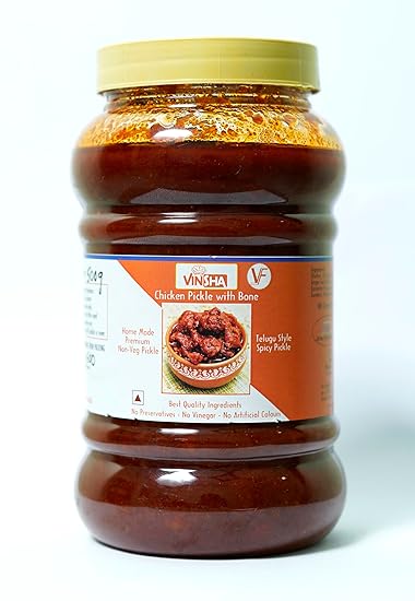 VINSHA Authentic Home Made Premium Chicken Pickle | Telugu/Andhra Style Spicy Pickle | 500g