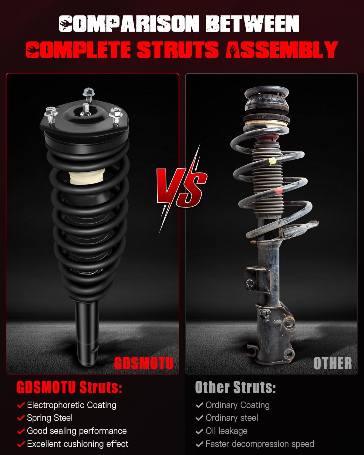 Front Complete Struts & Coil Spring Assembly Compatible With 2010 2011 for Mercury for Milan 2010 2011 2012 for Ford Fusion, 2PCS Shocks & Struts Replace 272596