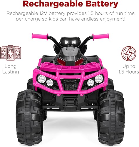 Miniatura 5 de Best Choice Products ATV eléctrico de 12 V para niños, juguete de 4 ruedas con audio Bluetooth, velocidad máxima de 3.7 mph, neumáticos con pisadas,