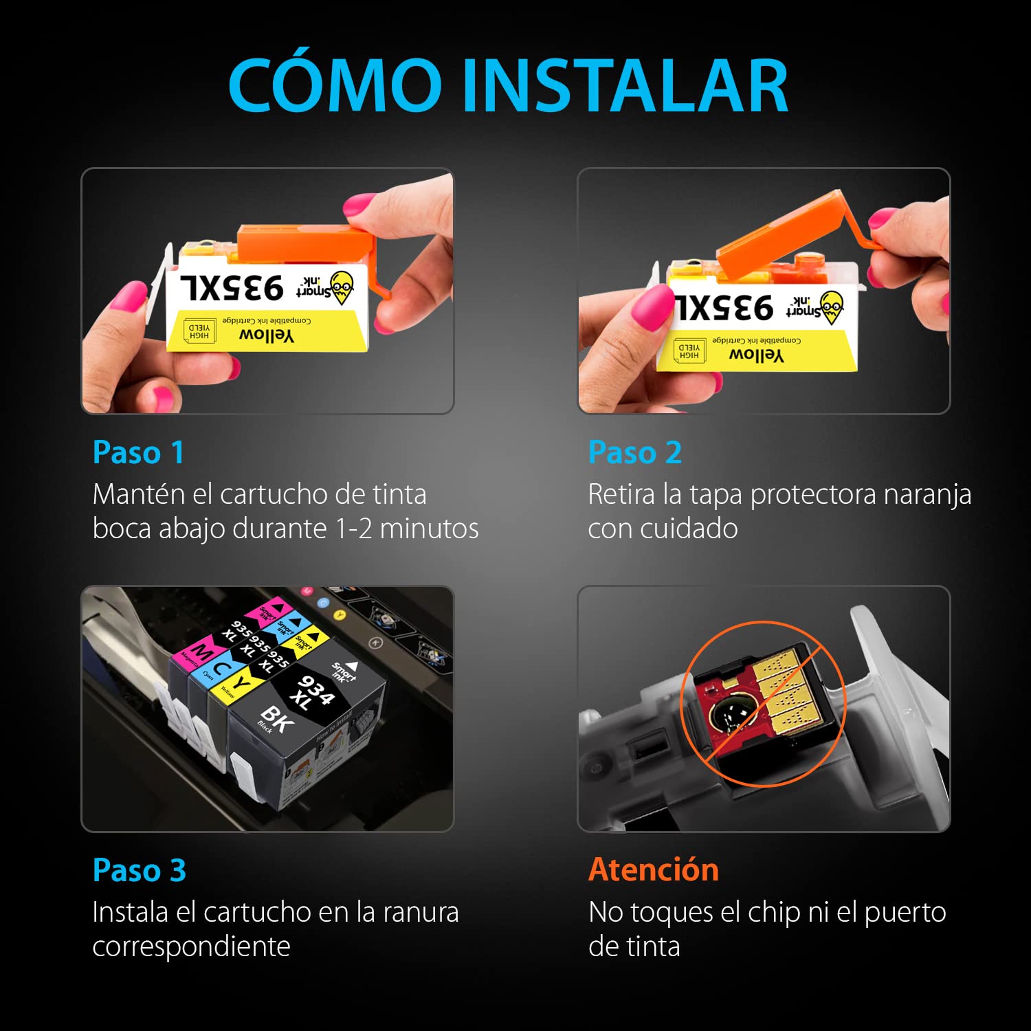 Happy Printer 4 XL Cartuchos Compatible Con HP 934 935 Para OfficeJet 6200 6230 6235 6239 6800 6812 6815 6820 6822 6825 6830 6835