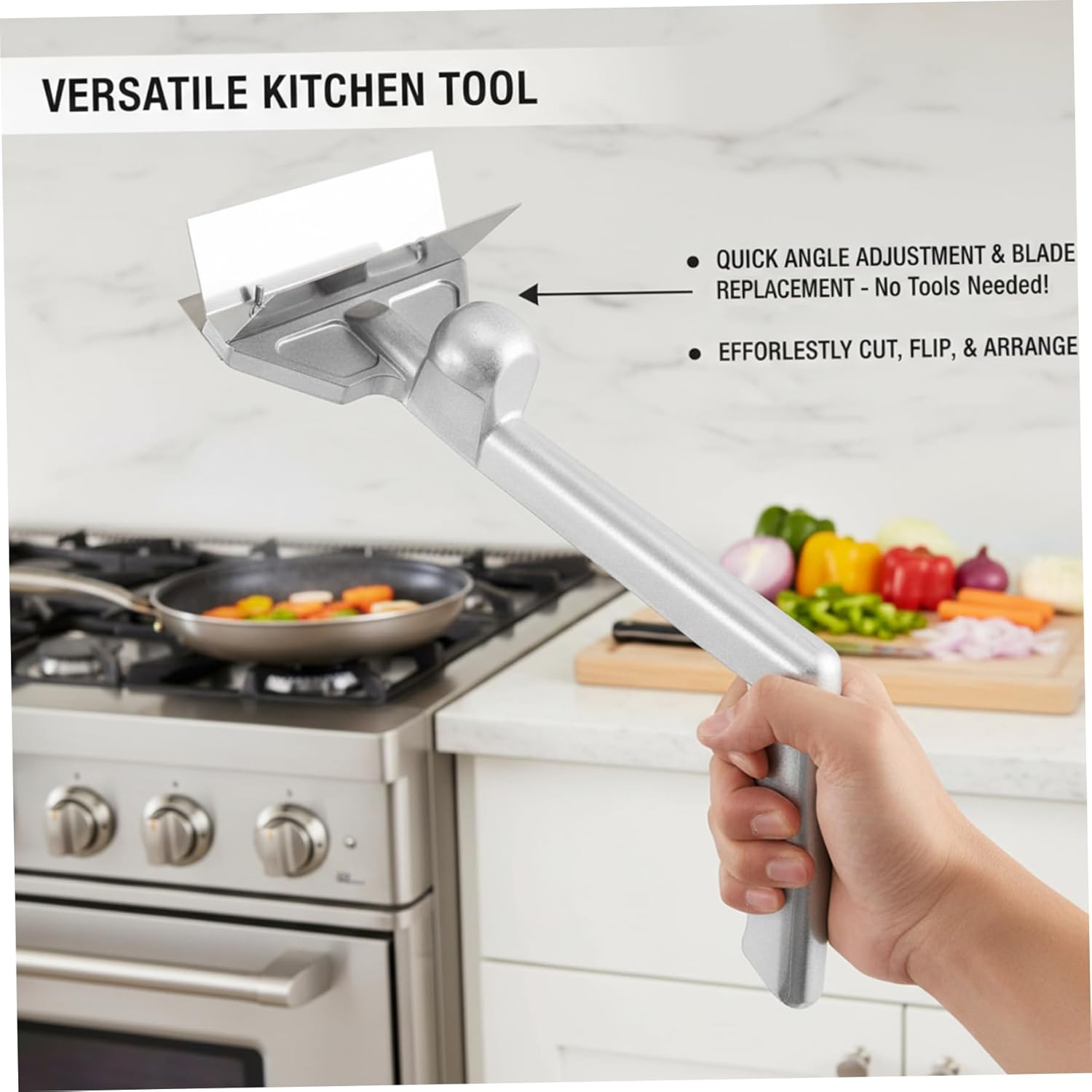 Grill Scraper Griddle Scraper with Quick-Release Blade Ergonomic Handle for Flat Top Grill Heavy Duty Aluminum Alloy BBQ Tool