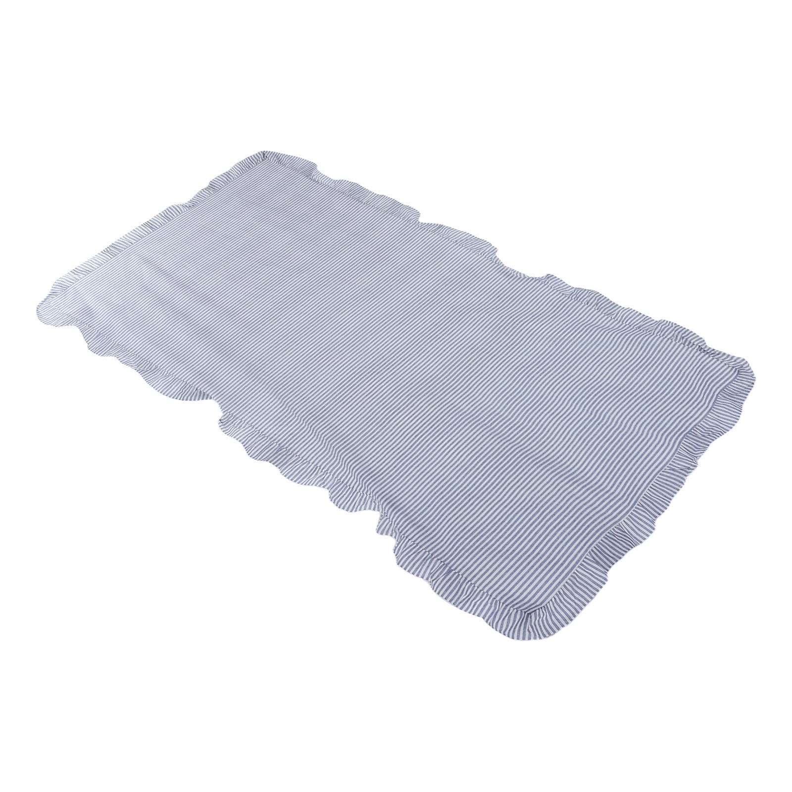Nappe de style ferme coton rayé bleu blanc table rectangulaire cuisine