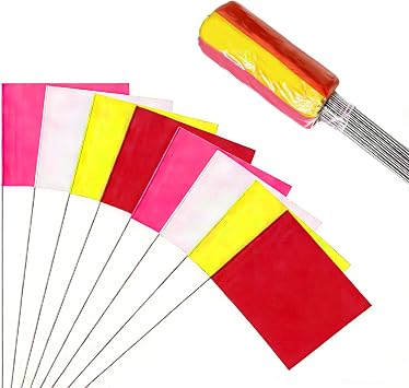 80Pack Red&White&Pink&Yellow Marking Flags, JIZHGRAD 15x4x5 Inch Marker Flags Use for Yard & Lawn, Boundary & Dog Training, Survey & Landscape, Sprinkler & Surveyor, Garden & Construction, High Visibility, Sturdy, Versatile, UV & Weather Resistant