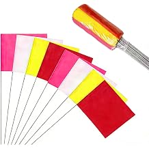 80Pack Red&White&Pink&Yellow Marking Flags, JIZHGRAD 15x4x5 Inch Marker Flags Use for Yard & Lawn, Boundary & Dog Training, Survey & Landscape, Sprinkler & Surveyor, Garden & Construction, High Visibility, Sturdy, Versatile, UV & Weather Resistant
