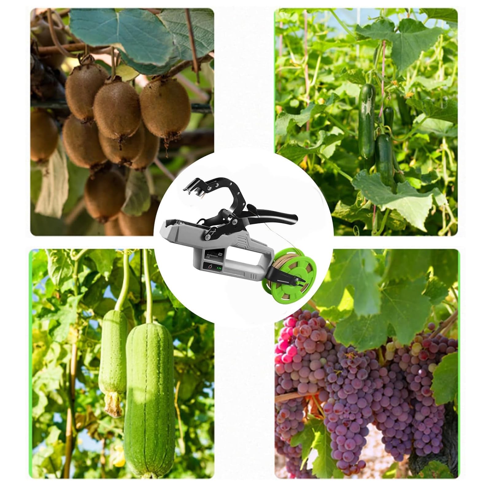 Máquina eléctrica para atar plantas, alicates semiautomáticos portátiles para viñedos, diámetro máximo de flexión de 45 mm, incluye 20 correas de vendaje para uva, jardinería vegetal