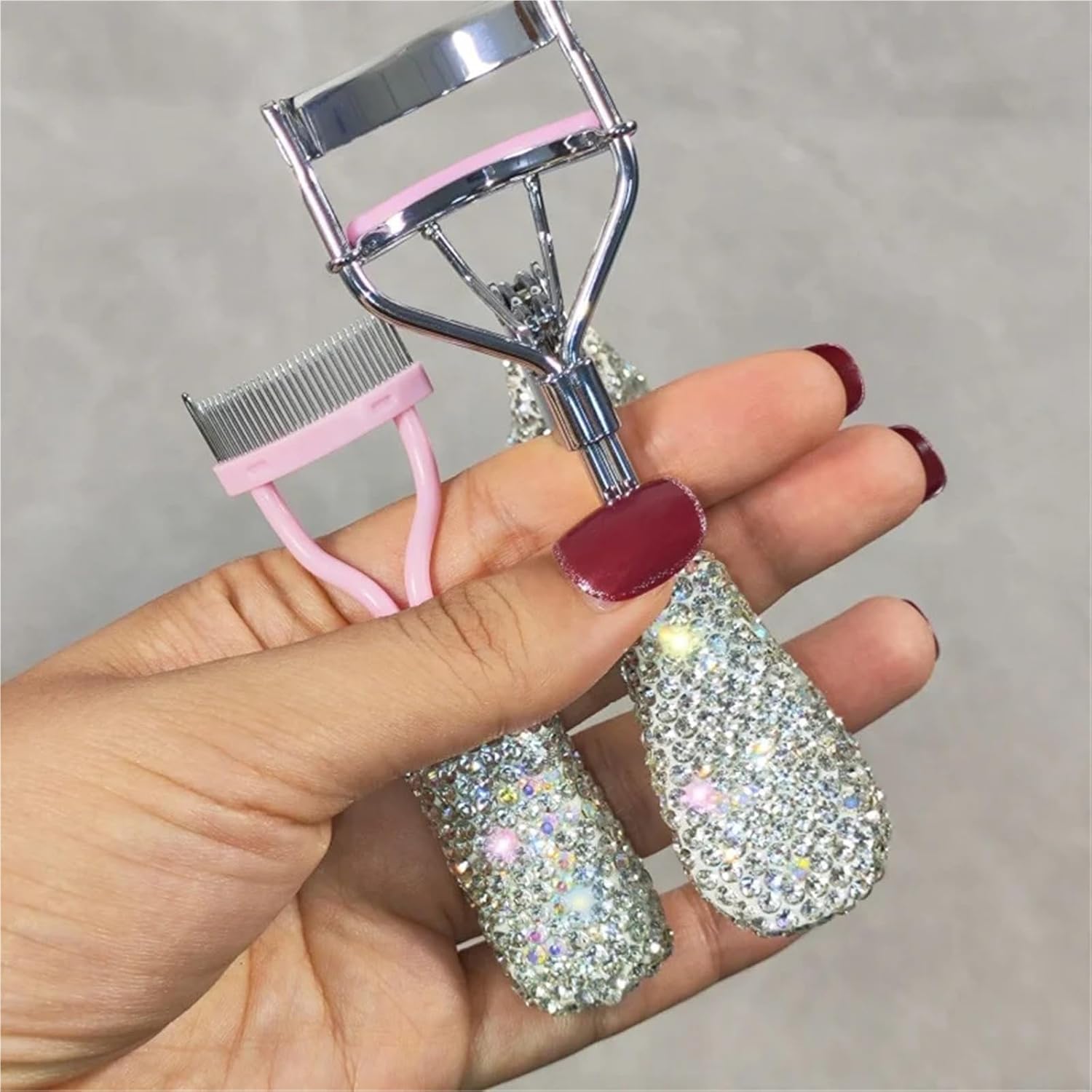 Eyelash Curler Set with Artificial Diamond Curling Mini Portable Eyelash Tool for Beginners
