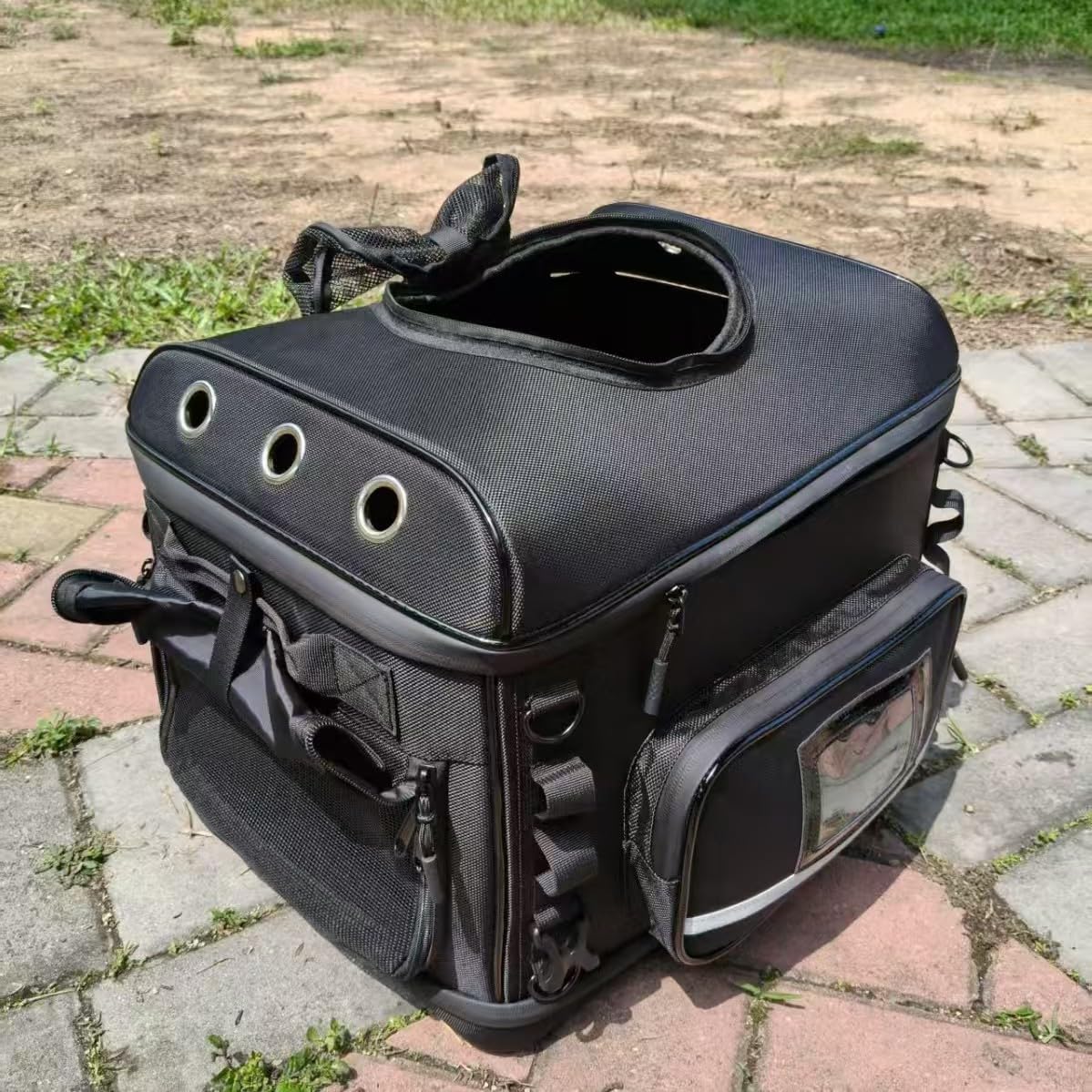 Trasportino da moto per animali domestici, in rete traspirante, resistente alle intemperie, per cani e gatti, borsa da viaggio per portapacchi o sedile