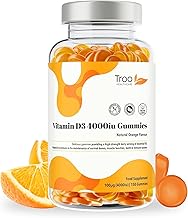 Troo Health Care Vitamin D3 4000iu - 150 Natural Orange Flavour Chewable Gummies - Five Months Supply - Non GMO Tasty Gummy Supplement to Support Immune Function and Help Maintain Bones and Teeth