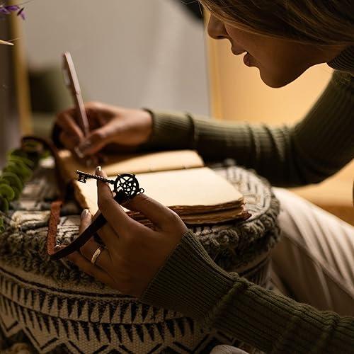 Miniatura 6 de LEATHER VILLAGE Diario vintage encuadernado en cuero para mujeres y hombres, 7 x 5 pulgadas (A7), marrón moca rústico, 200 páginas de bordes