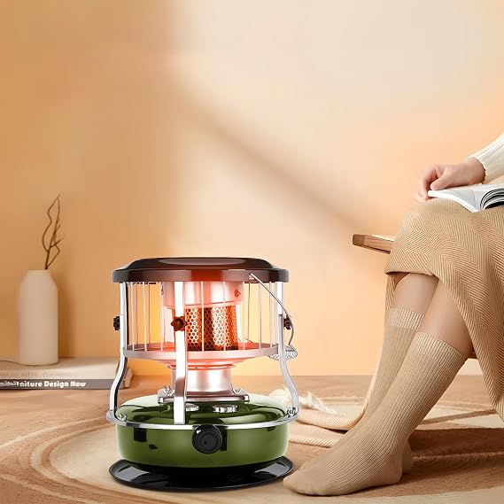 2-in-1 Kerosene Heater and Stove, 9000 BTU Portable Indoor Outdoor Heater for Emergency, Camping, 4.5L Fuel Capacity for 21 Hours Heat, Non-Electric Radiant for Room (Army Green)