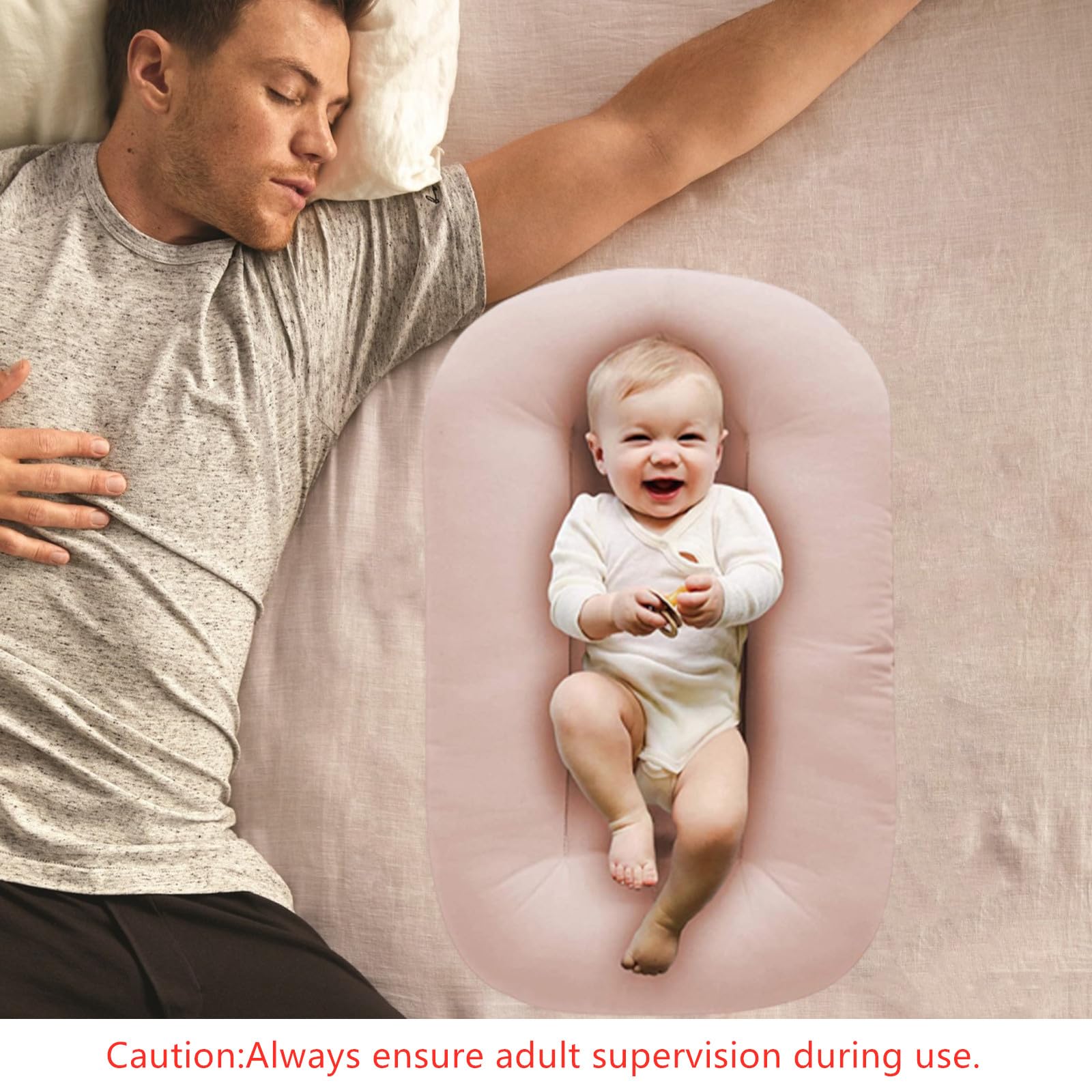 Vicorise Baby Lounger Upgrade 100% Cotton Baby Lounger Pillow for Newborn|Babies Nest Pillow|Infant Loungers 0-24 Months Boy & Girl-Pink