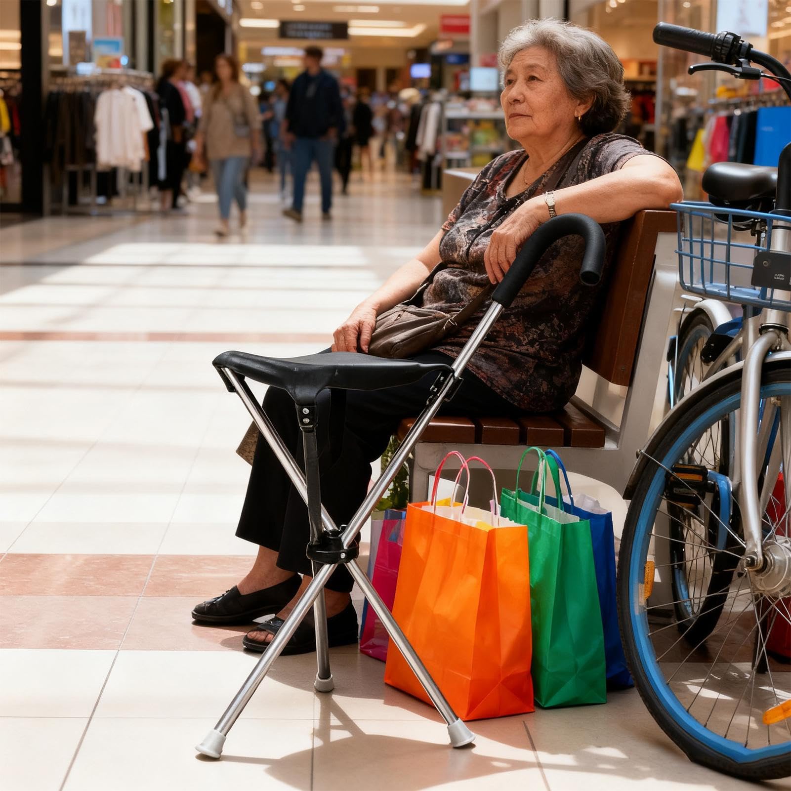 Bastón para Caminar con Asiento,Bastón Ajustable Y Portátil para Caminar | Silla Plegable con | para Hombres Mujeres Adultos Abuelos Personas Mayores Madres