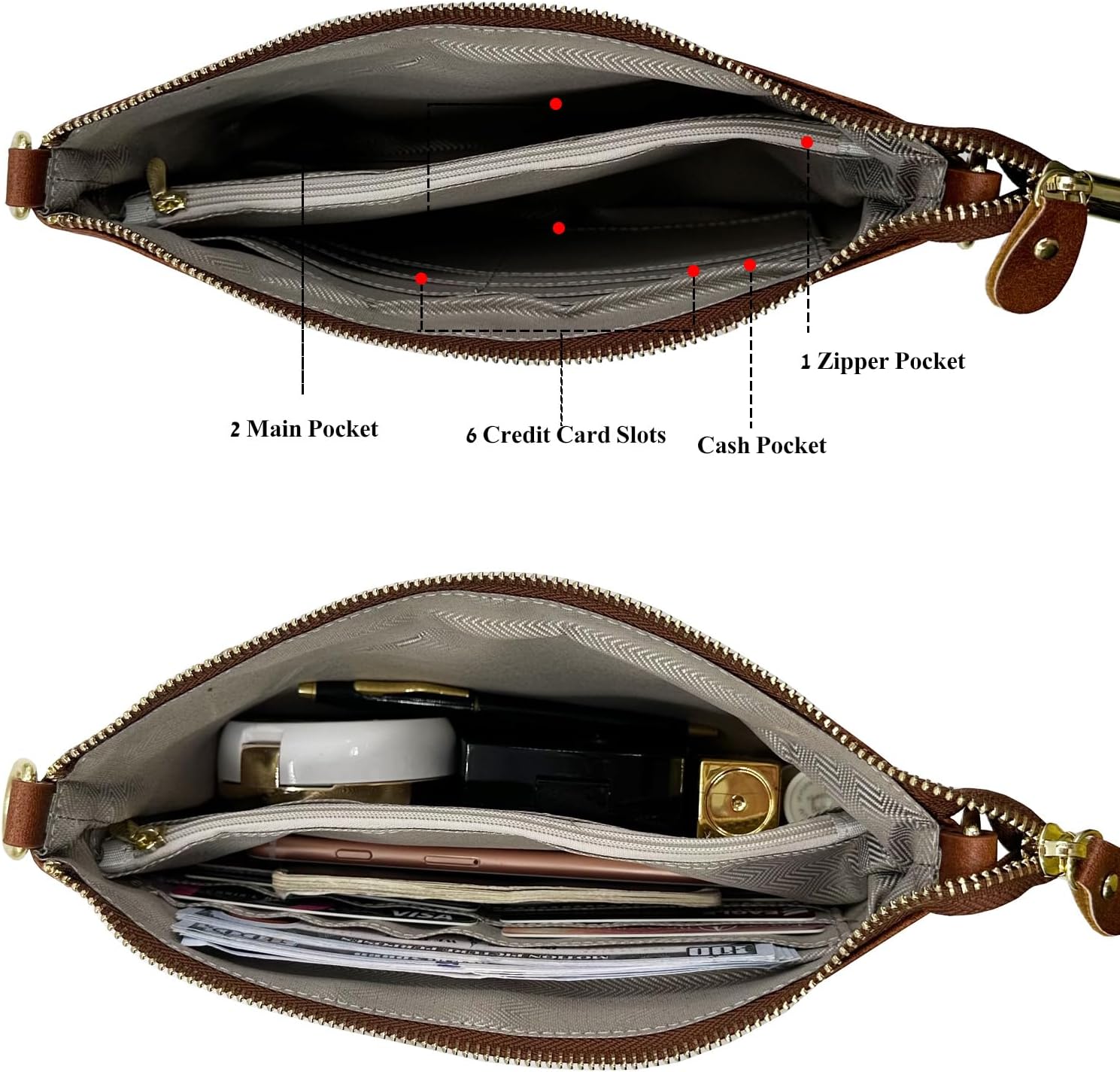 Beurlike Leather Wristlet Wallet Clutch Purses For Women Small Crossbody Phone Bags - Image 5