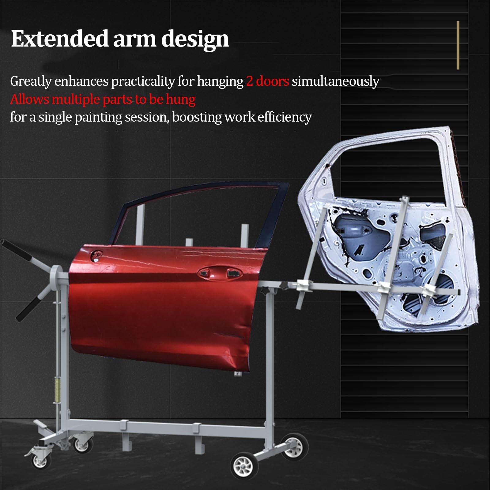 Lackierständer, Universal-Lackierständer mit Trockenfunktion | Verstellbarer Auto-Stoßstangenständer mit 4 Rollen und 6 Haken, multifunktionaler Lackierständer
