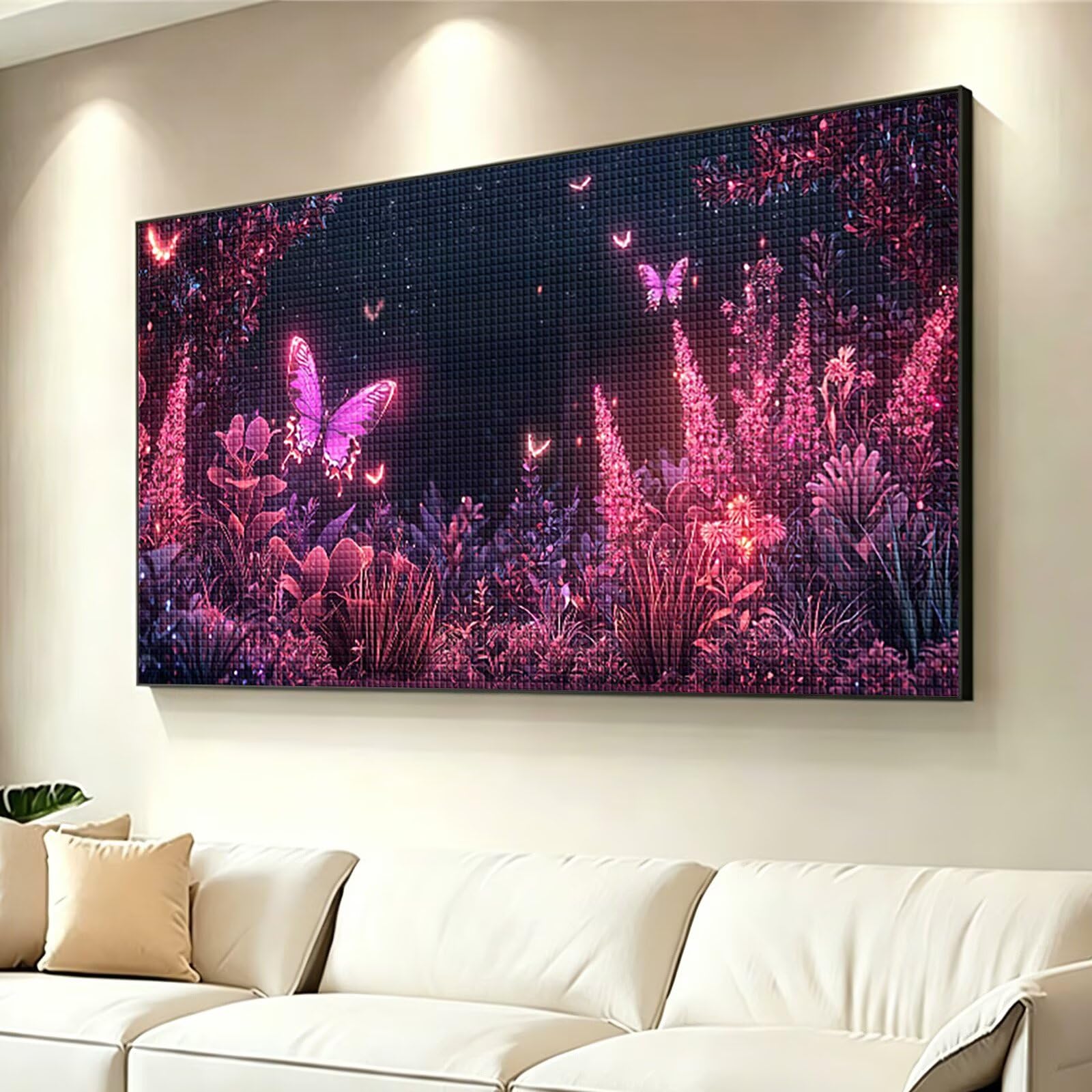 Diamond Painting Schmetterling Diamant Painting Bilder Erwachsene Landschaft, DIY Set Erwachsene Crystal Art, 5D Diamond Art Viereckige Steine Stickerei Kreuzstich für Zimmer Deko 160x80cm 0J-976