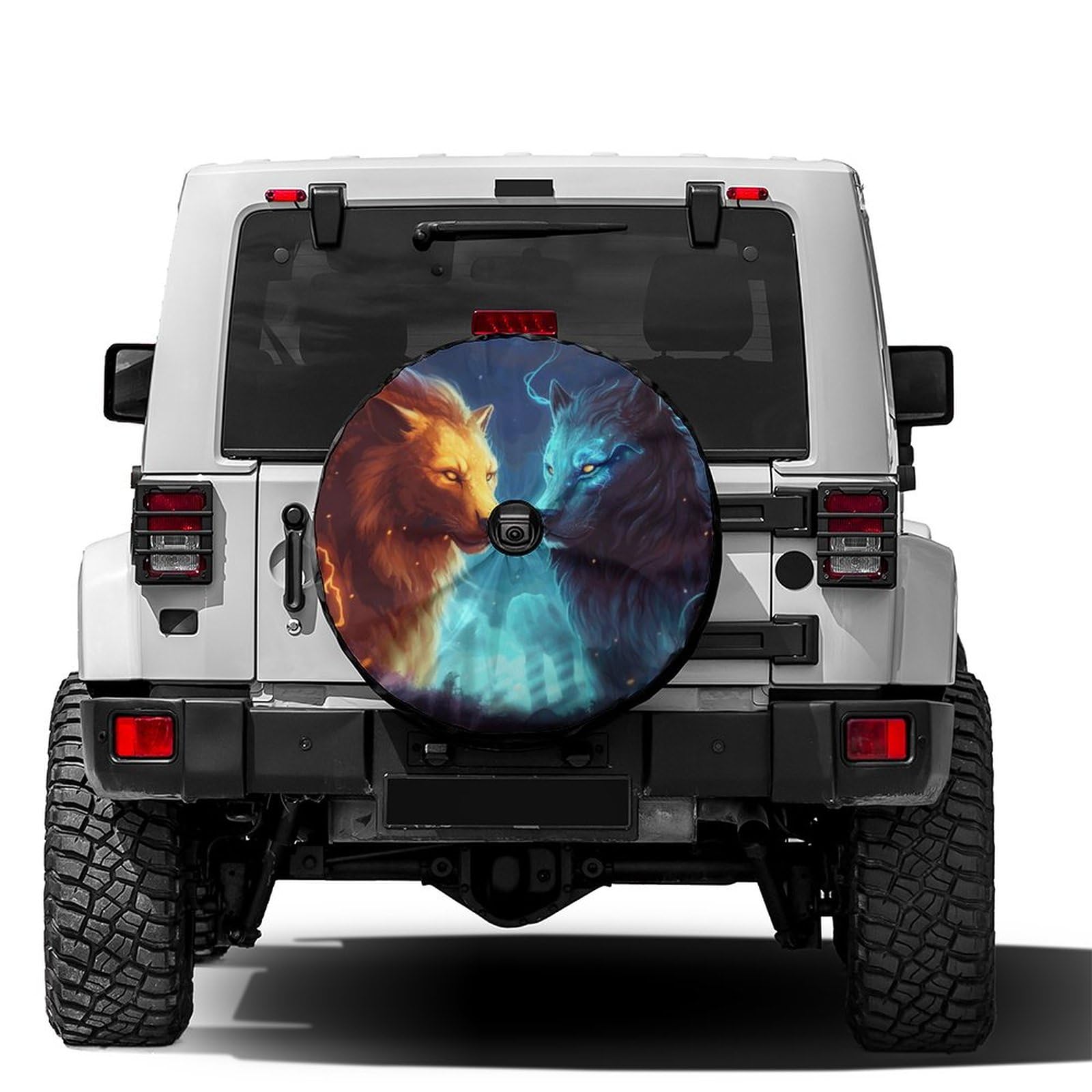Flame Skull Spare Tire Cover – Waterproof UV Protection, Universal Fit For RV SUV Truck (Choose Size 12-18in)