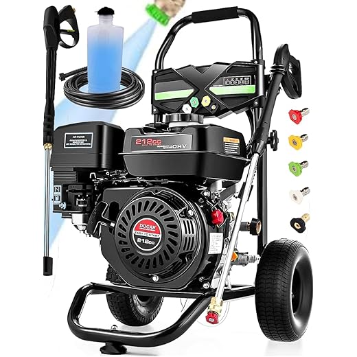 Gas Powered Pressure Washer 4200 PSI Gas Power Washer 4.0 GPM 212CC Commercial High Pressure Washer, with Spray Gun and Extension Wand, 5 Quick Connect Nozzles, Copper Pump,EPA/CARB/ETL (Black)