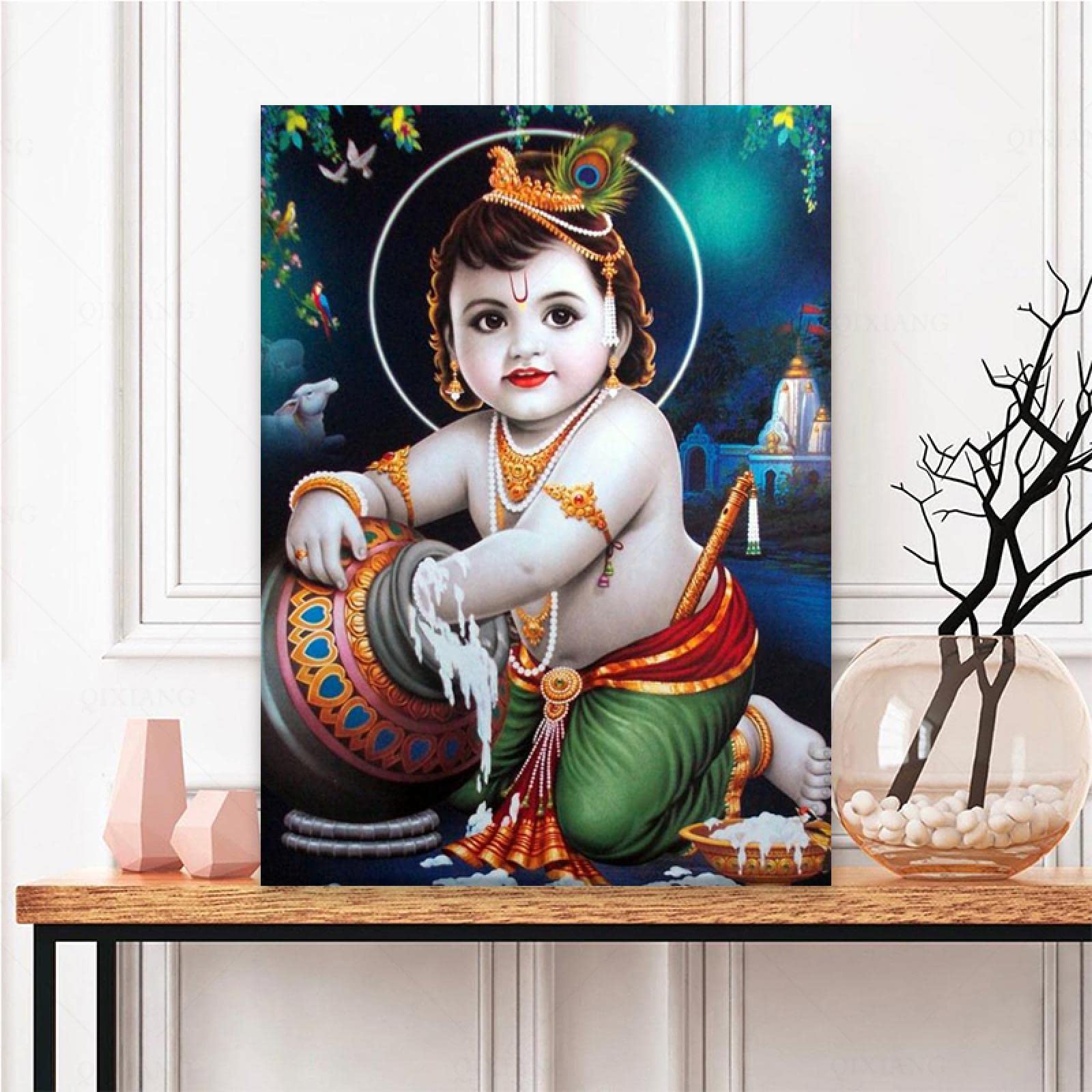 クリシュナ　ビンテージポスター　額縁付 クリシュナ ビンテージポスター 額縁付 ラーダ クリシュナ 額縁付