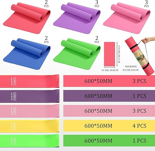 Miniatura 2 de Paquete de 36 tapetes de yoga para yoga, bandas de transporte, esterillas de yoga a granel, 68 x 24 pulgadas, tapete de ejercicio de 0.236 pulgadas