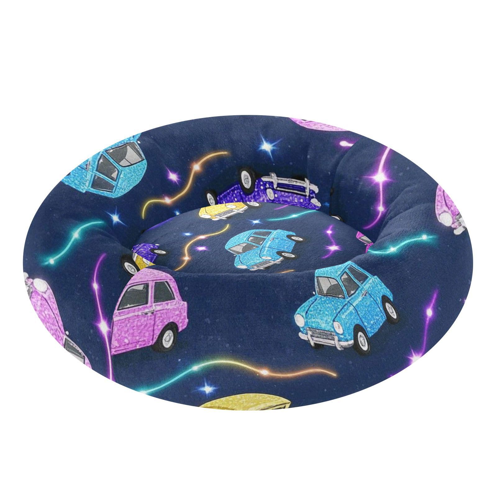 Panier pour chat motif voiture pailletée bleu marine couchage apaisant petits animaux S