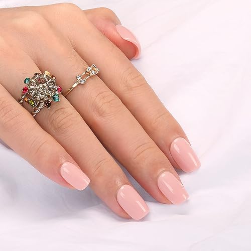 Polychrome&air Uñas postizas cortas Squoval ABS de ajuste natural con pegamento de gelatina, uñas postizas reutilizables para mujer y niña, uñas