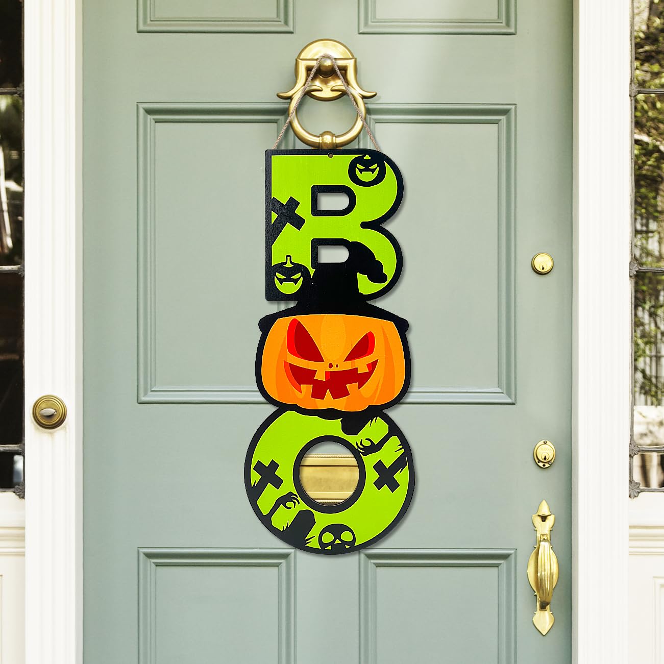 Halloween-Hängeschild, Kürbis & Geist, Ca. 40,6 Cm – Türdeko Für Party, Innen & Außen, Aus Papier