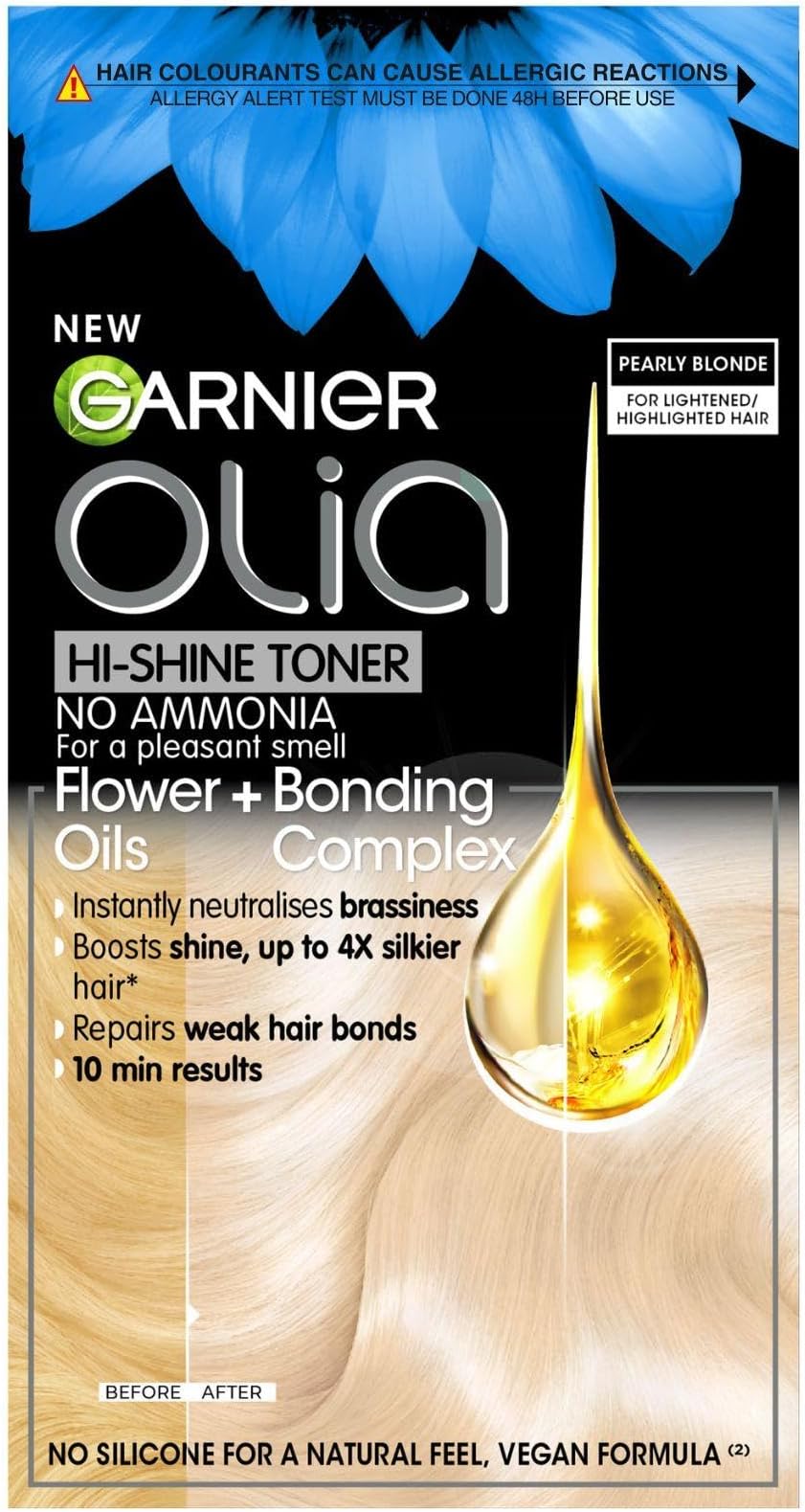 Garnier Olia Hi-Shine Toner Neutralising Brassy Tones, 10.02 Pearly Blonde