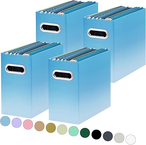 Vista 54 de Caja organizadora de archivos de cartón Oterri para carpetas de archivos colgantes tamaño carta, caja de archivos para escritorio de computadora