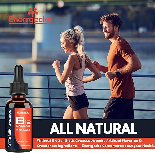 Miniatura 7 de Vitamina liposomal B12 sublingual 5000 mcg Maximiza la absorción, vitaminas B12 líquidas veganas B12 gotas con ácido fúlvico, fórmula bioactiva de