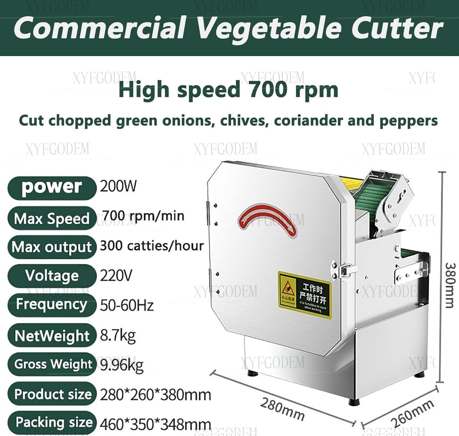 Cortadora de Cebollino Eléctrica Profesional 200W - Picadora Multifuncional para Verduras Tallos y Hojas, Ideal para Restaurantes Cocinas Comerciales