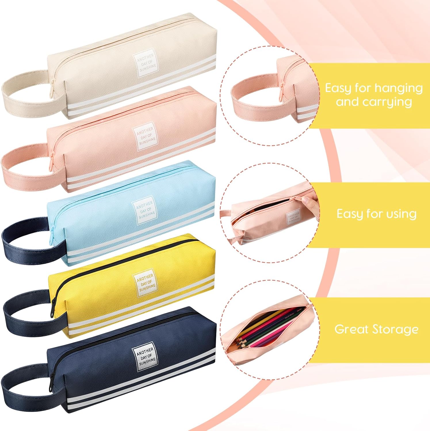 Mooliwe 25 Pcs Small Pencil Case Bulk Slim Pencil Pouch with Zipper Aesthetic Stationery Cute Square Waterproof Portable Storage Bag Makeup Bag for Marker Cosmetic