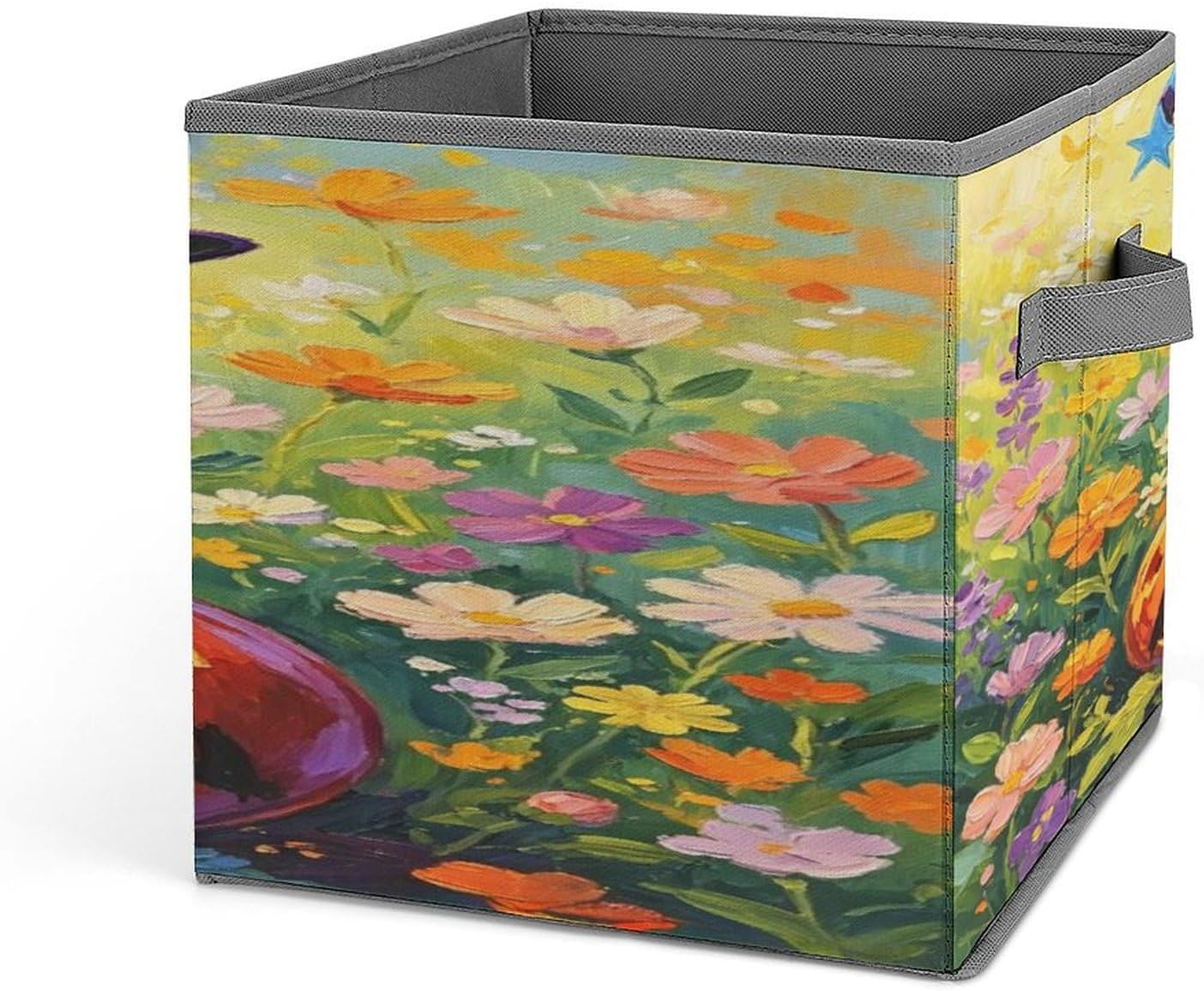 Black Cat Fabric Bins Storage Basket Square Baskets | Storage Bin with Double Handles,Cube Collapsible Organizers for Organization,Closet,Shelves,Offices