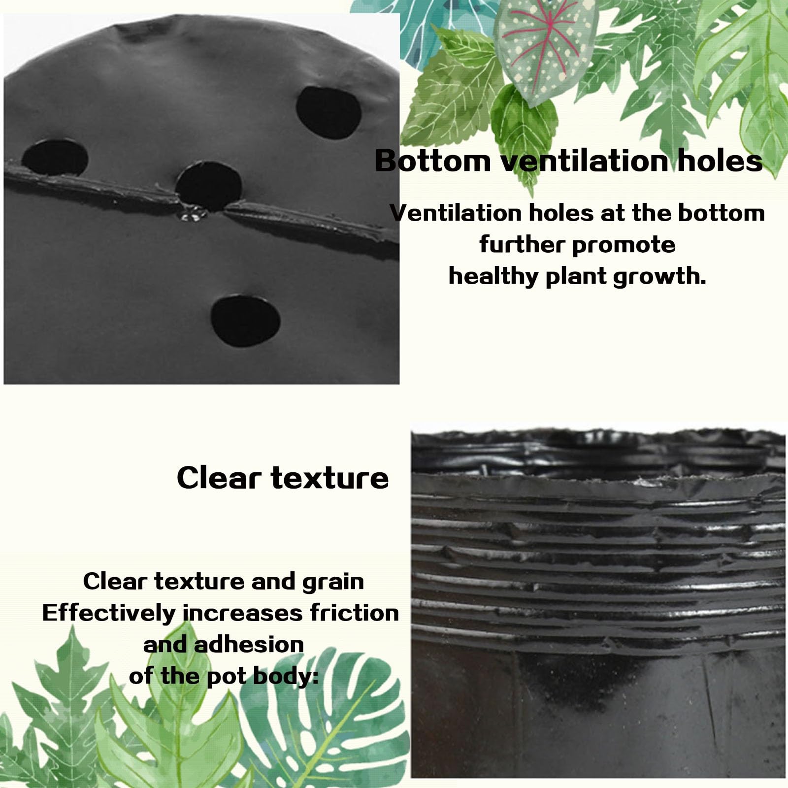 Godets de Semis Plastique Noir 10/5/3/1 Gallon, Pots pour Semis avec Trous de Drainage, Multiples Tailles pour Plantation Intérieur et Extérieur(5 gallons 20pcs)