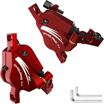 XT-7 E-Bike Hydraulic Disc Brakes Calipers,Line Pulling/Cable Actuated Front & Rear Brake Calipers for MTB/Mountain Bike/Electric Bike
