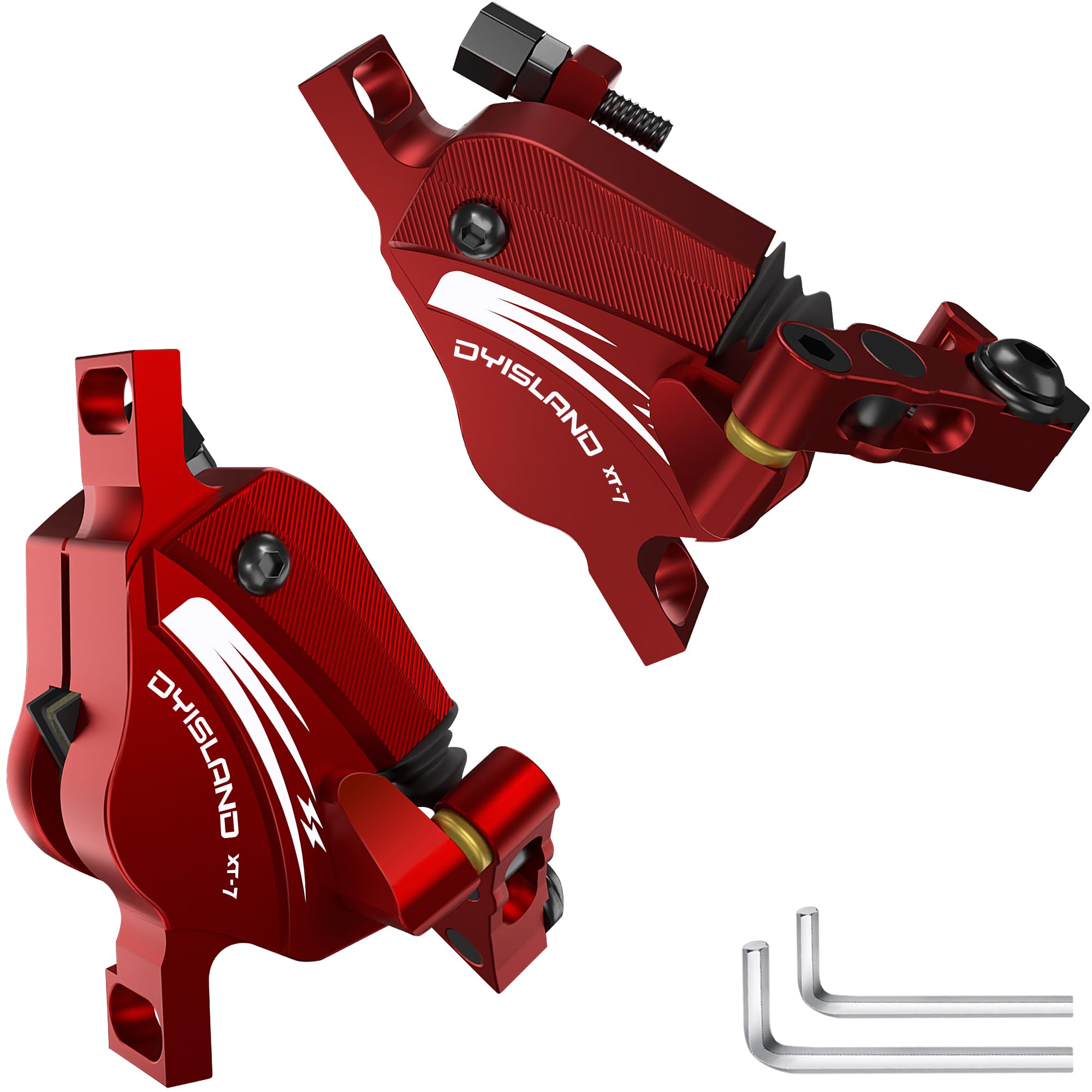 XT-7 Hydraulic Disc Brakes Calipers,Line Pulling/Cable Actuated Front & Rear Brake Calipers for MTB/Mountain Bike/E-Bike.