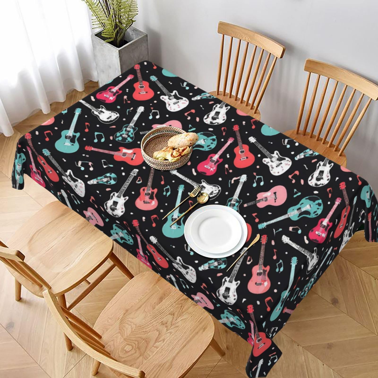 Nappe guitares rock and roll rectangulaire pour nappe de table jardin