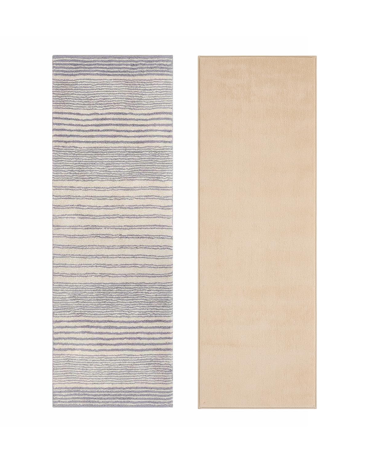 House of Noa The Coastal Nantucket 24x70 Bath Mat 22 5x68 5 Liner Set Plush Cotton Non Slip