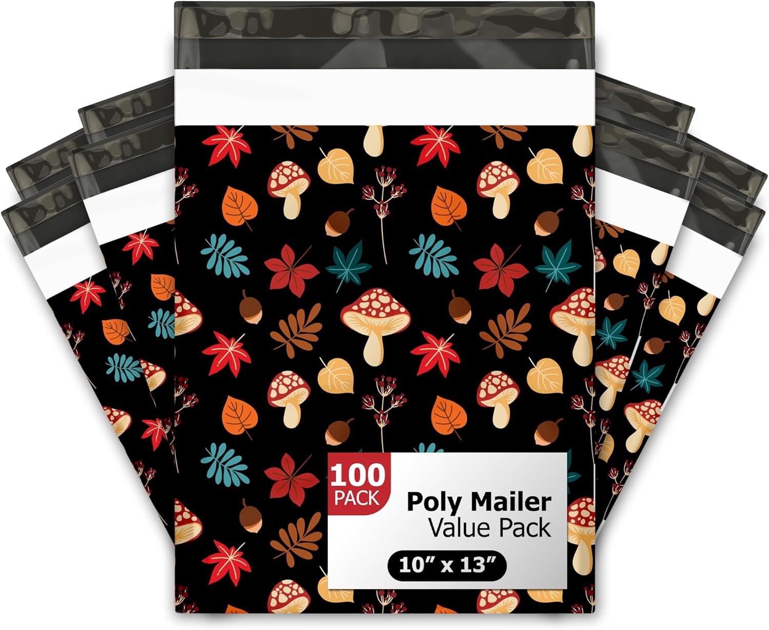 10x13 (100) Fall Medley Designer Poly Mailers Waterproof Self Sealing Tear Resistant Polymailers Shipping Envelopes Premium Printed Bags For Small Businesses