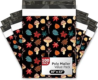 10x13 (100) Fall Medley Designer Poly Mailers Waterproof Self Sealing Tear Resistant Polymailers Shipping Envelopes Premium Printed Bags For Small Businesses