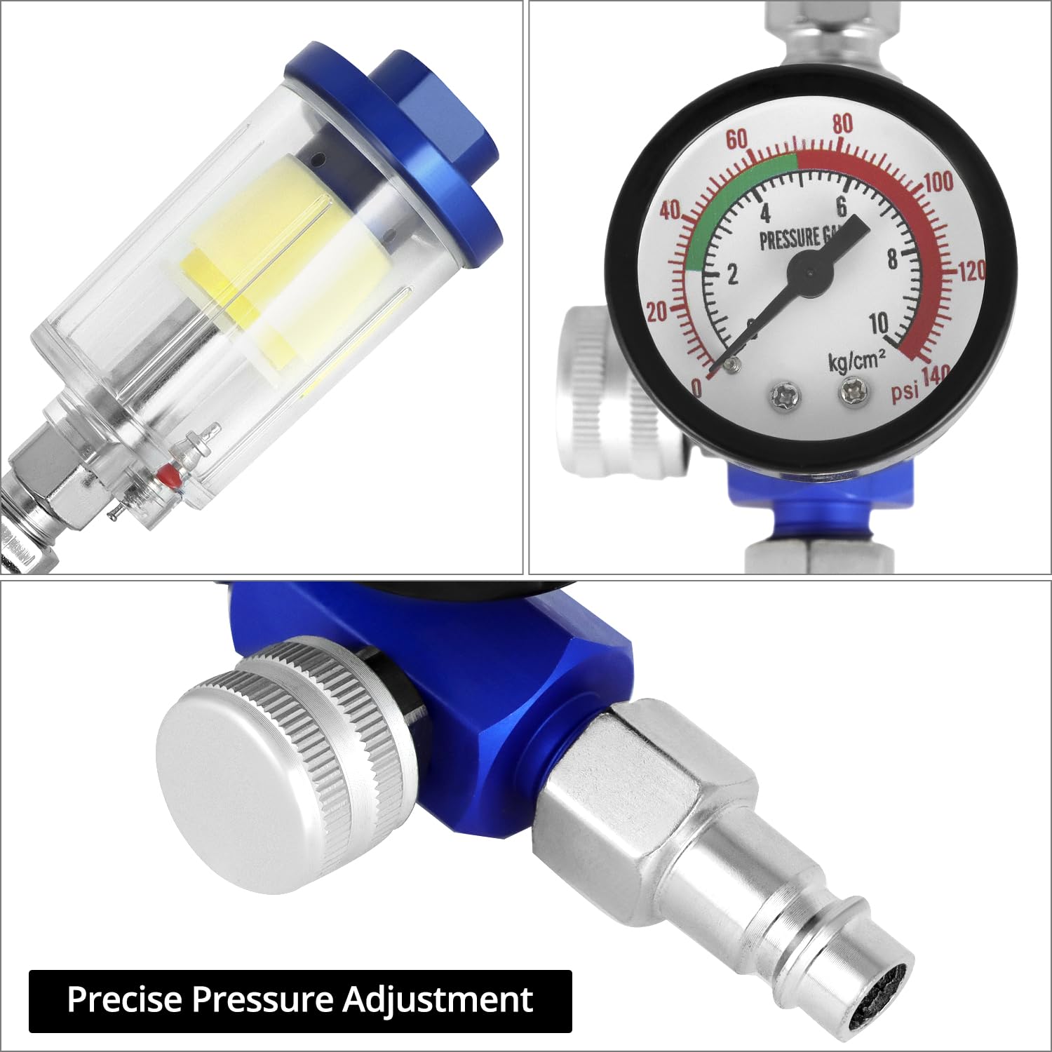 Régulateur Pression Air QWORK® Avec Manomètre Et Séparateur Filtre Pour Pistolet Peinture