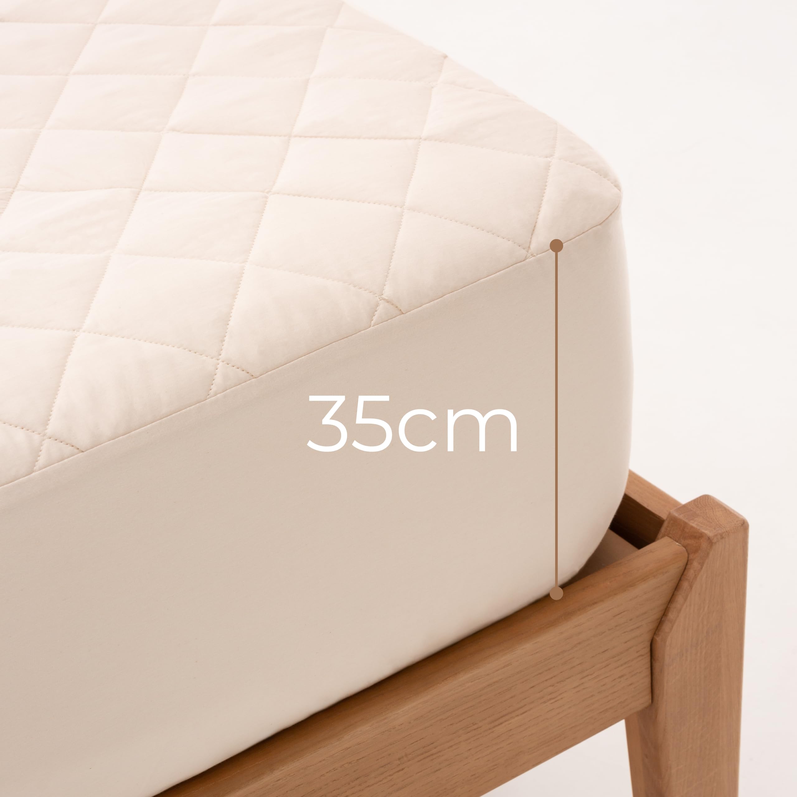 Hönia Protector Colchón, para Cama 150, 100% Algodón Natural, Sateen 300TC | Relleno 200GSM Algodón Puro | Tejido Sin Teñir y Sin Tóxicos | Certificado OEKO-TEX