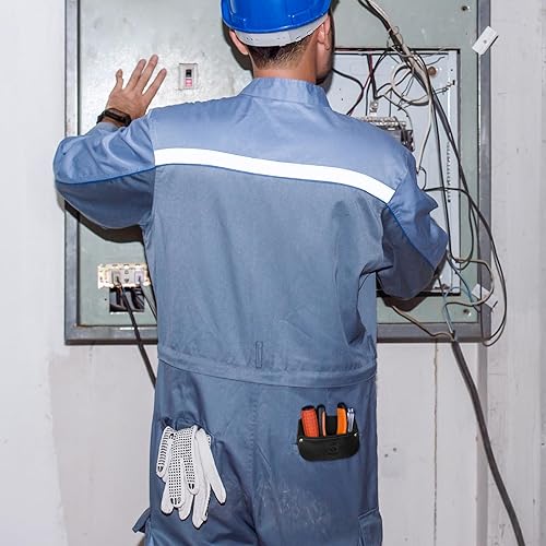 Vista 42 de RingSun Protector de bolsillo de cuero genuino para hombres, bolsa de herramientas duradera, protector de camisas de jeans para herramientas