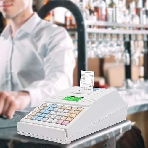 Miniatura 3 de Caja registradora electrónica para pequeñas empresas, caja registradora con sistema POS con 40 llaves e impresora térmica, caja registradora