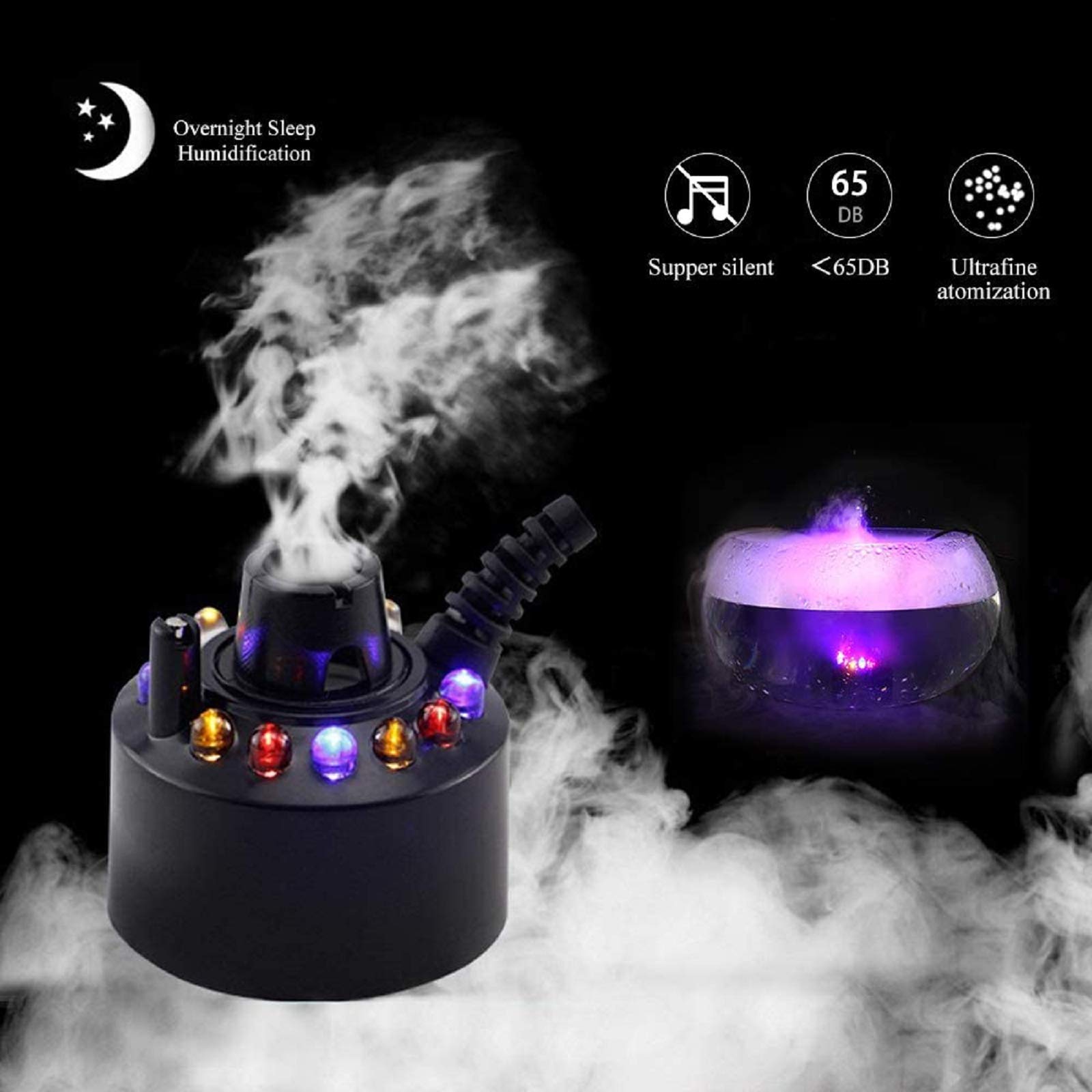 Brumisateur Ultrasons 12 LED Couleur Changeante – Atomiseur Fontaine Piscine Intérieur Extérieur – Effet Brouillard Lumineux Décoratif