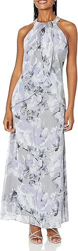 Miniatura 3 de S.L. Fashions Vestido largo de gasa para mujer con cuello halter joya