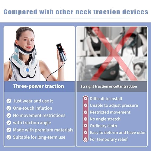 Miniatura 6 de Twinklepoch Dispositivo de tracción cervical para el cuello, dispositivo de tracción cervical con bomba de aire eléctrica con 3 tracciones de