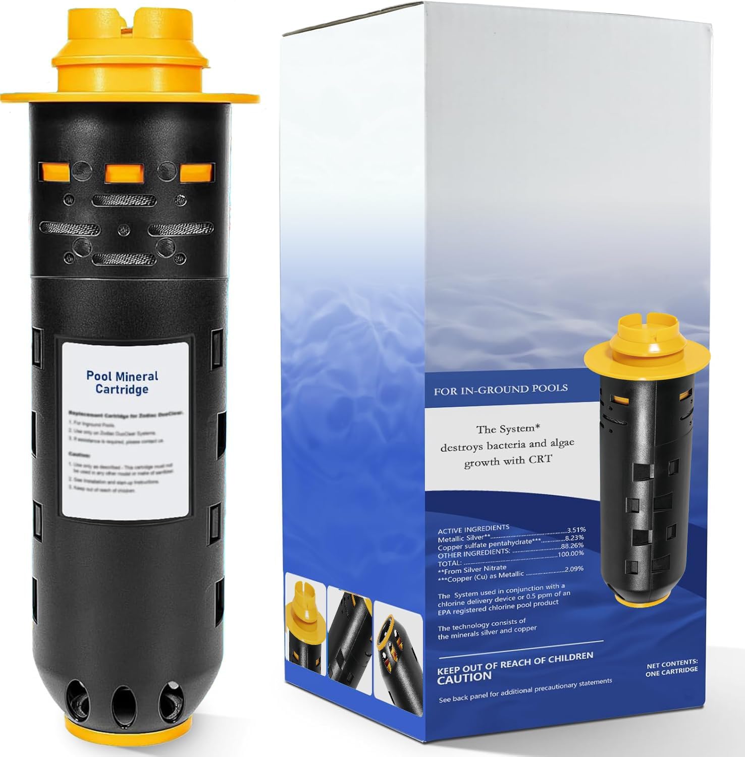 Replacement W28000 W28001 W28002 for Nature2 Duoclear 25 35 Pool Mineral Cartridge for Zodiac DuoClear Fusion, Fusion Soft, Vision Pro System Above Ground Inground, Black