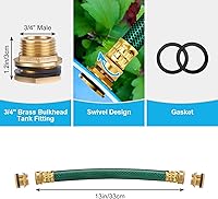 Vista 5 de WADEO Espiga de barril de lluvia, válvula de bola de cuarto de giro de latón con montaje de mamparo, dos mangueras de 12 pulgadas y cuatro