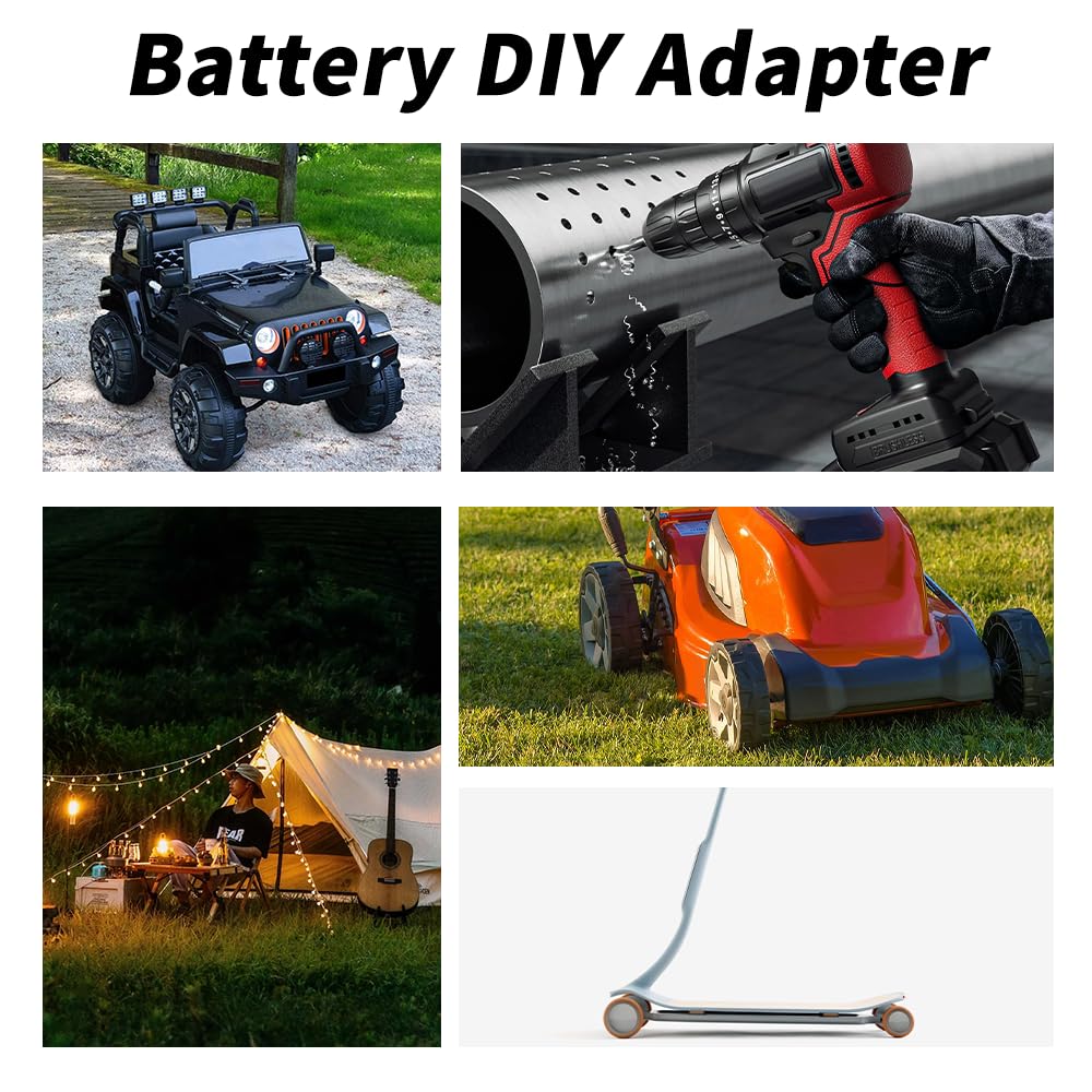 Lot de 2 adaptateurs de batterie compatibles avec Milwaukee M12 12 V avec fusible et interrupteur, convertisseur de puissance de fil 14 AWG pour camions télécommandés, voitures télécommandées